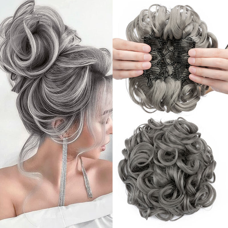 Women Ladies Curly Messy Bun Hair Piece Clip-In Extension - X-Large, Multiple Colors