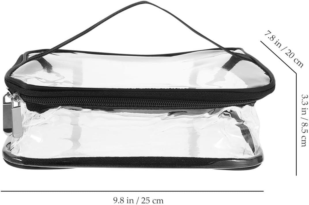 Clear Handheld Lunch Bag 9.84x7.87x3.34 Inches PVC Travel & Makeup Storage