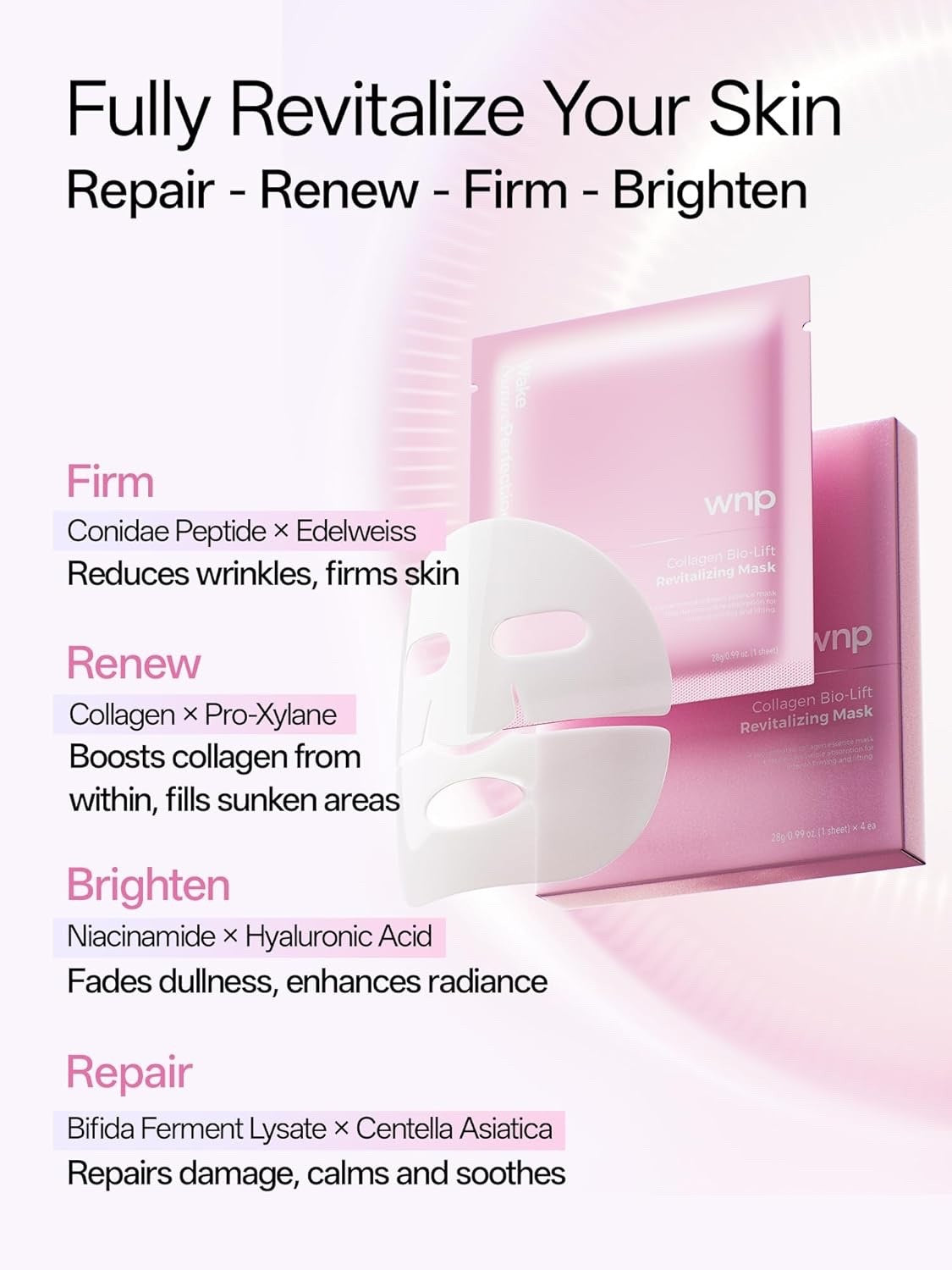 6D Bionic Collagen Bio-Gel Overnight Face Mask - 3 Pack