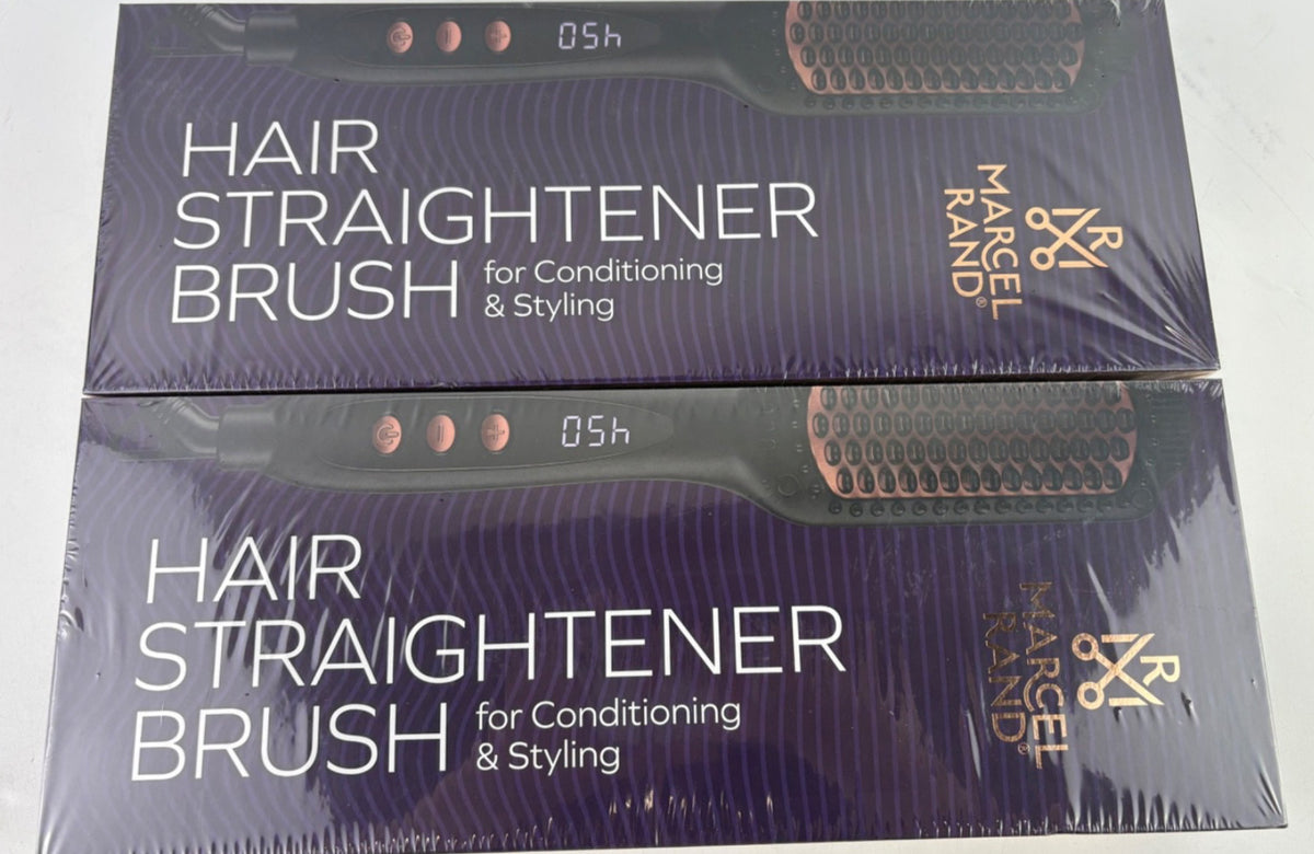 Dual Voltage Hair Straightener Brush 2 Pack Ionic Anti Frizz Flat Iron Comb