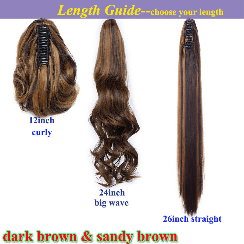 Thick Wavy Claw Clip Ponytail Hair Extension - Natural Look
