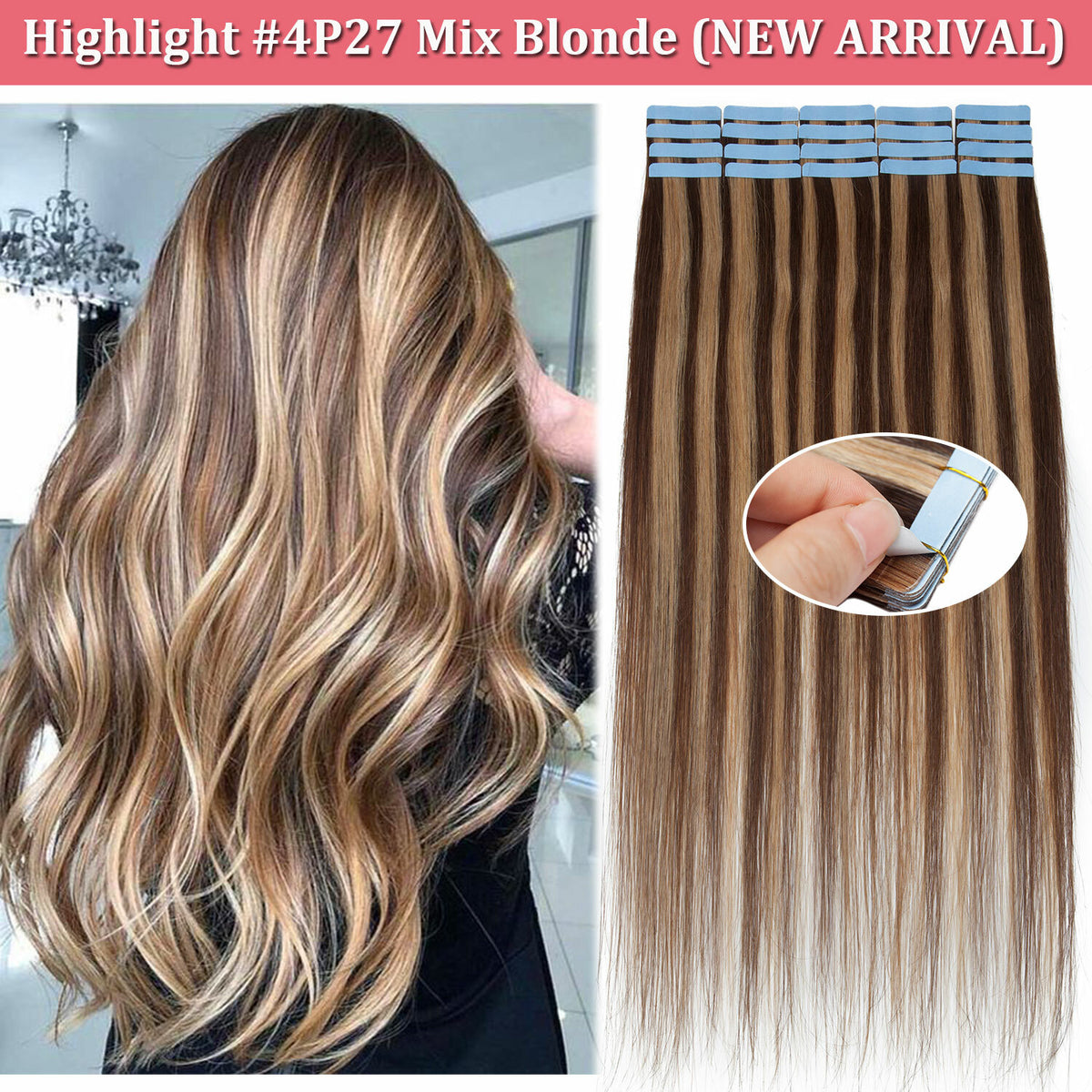 Remy Human Hair Tape Extensions - Natural, Tangle-Free, Reusable