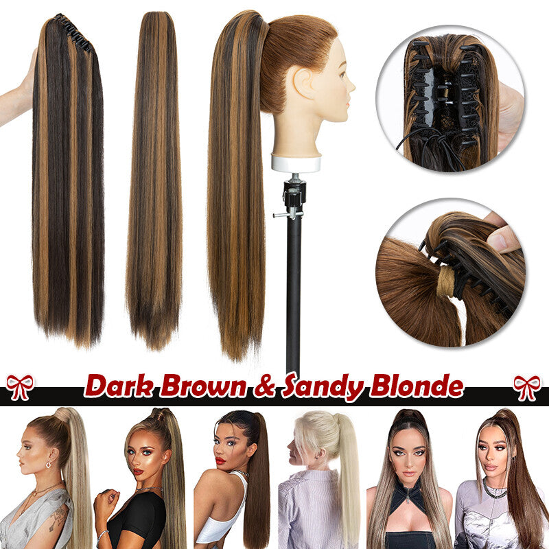 30-Inch Fluffy Ponytail Hair Extension with Claw Clip - Straight & Wave Styles