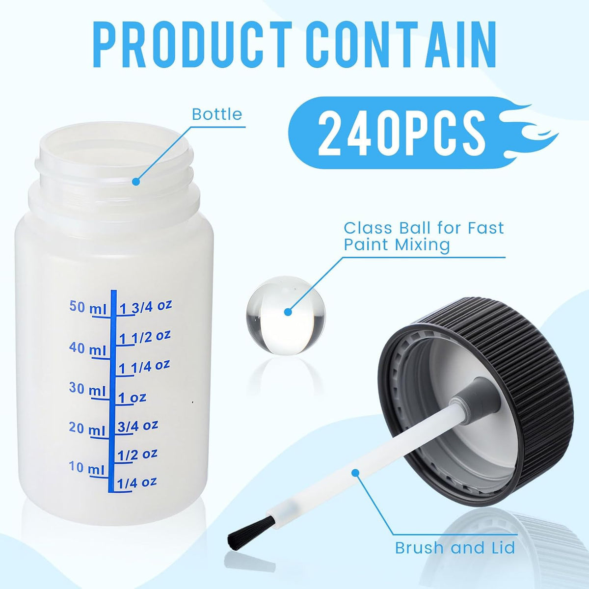 30 Pcs Touch Up Paint Bottles with Brush & Lid - 2oz Reusable Containers