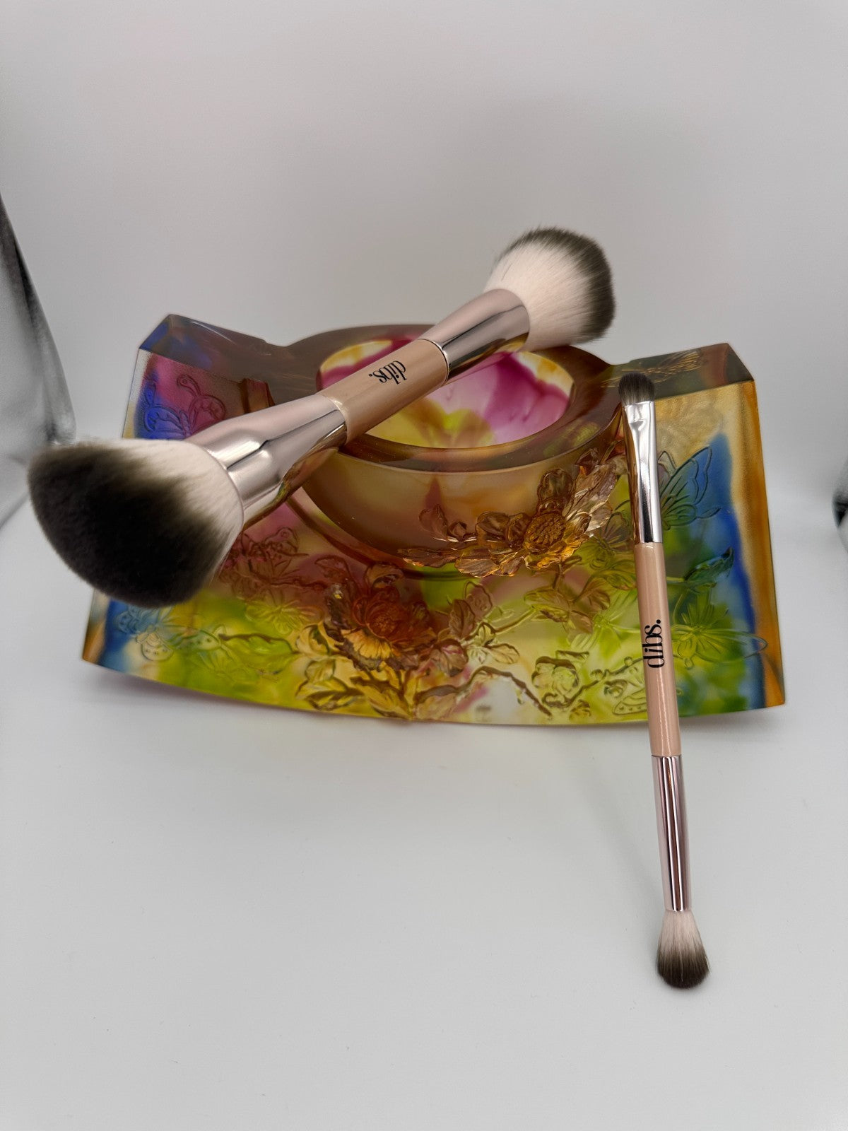 Double-Ended Face and Eye Makeup Brush Set - Professional 2-Piece Bundle