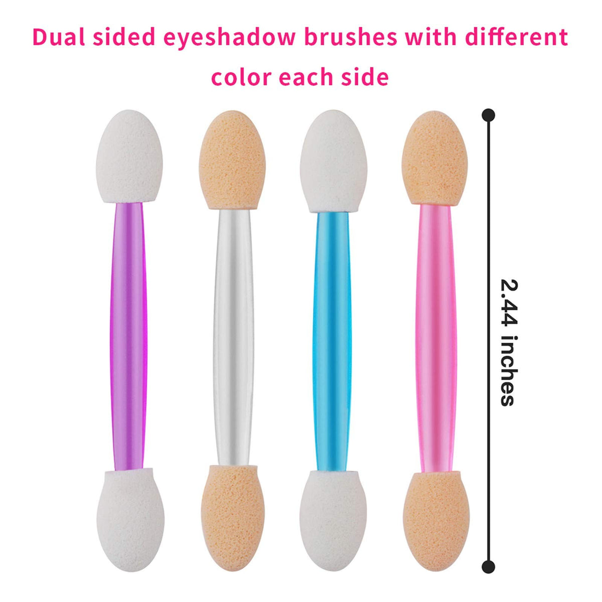 120pcs Double-Sided Eyeshadow Applicators in Transparent Storage Box - Pink, Purple, Blue
