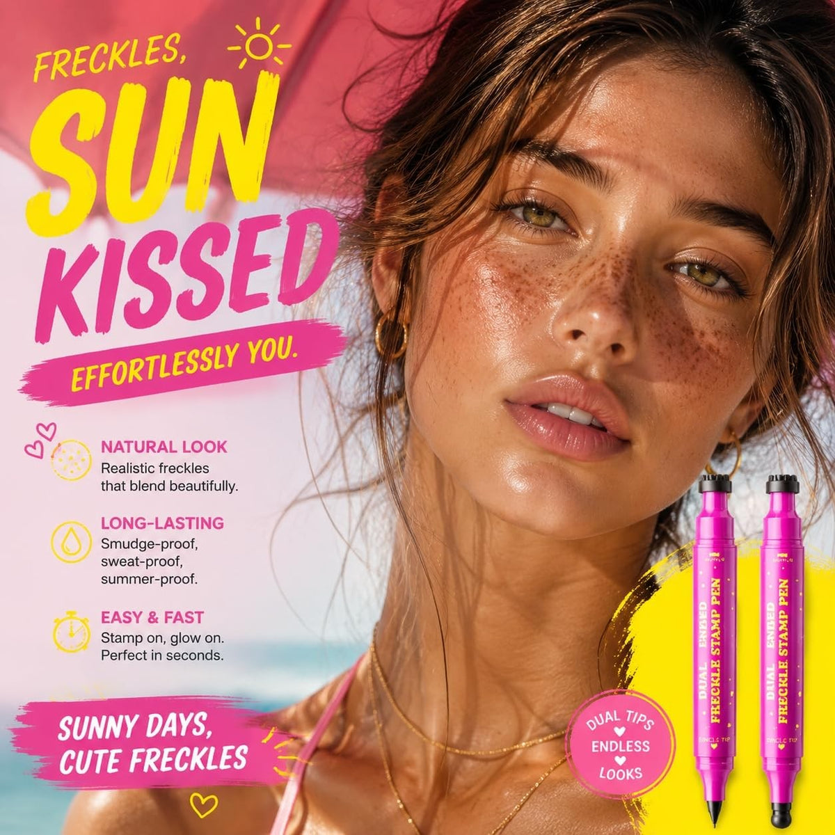 Waterproof Freckle Stamp Pen Set - Dual-Ended Makeup Tool for Natural Faux Freckles