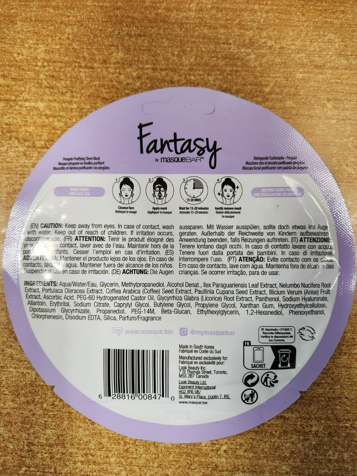 6 Pack Fantasy Reindeer & Penguin Facial Sheet Masks with Natural Extracts