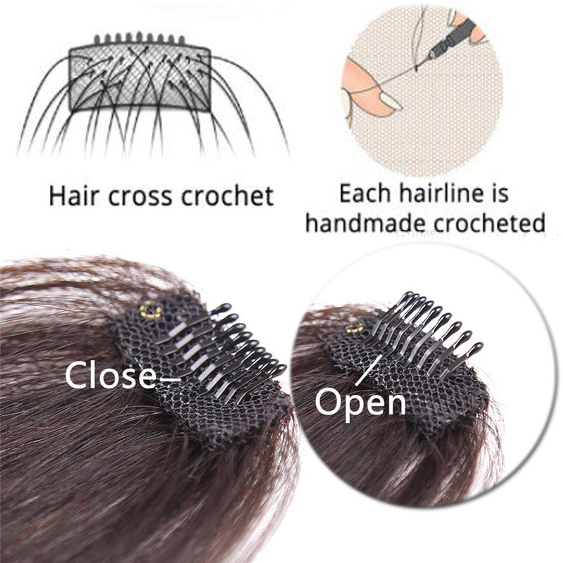 Women Remy Clip-In Hair Extensions Bangs Front Top Piece - Blonde & Dark Colors
