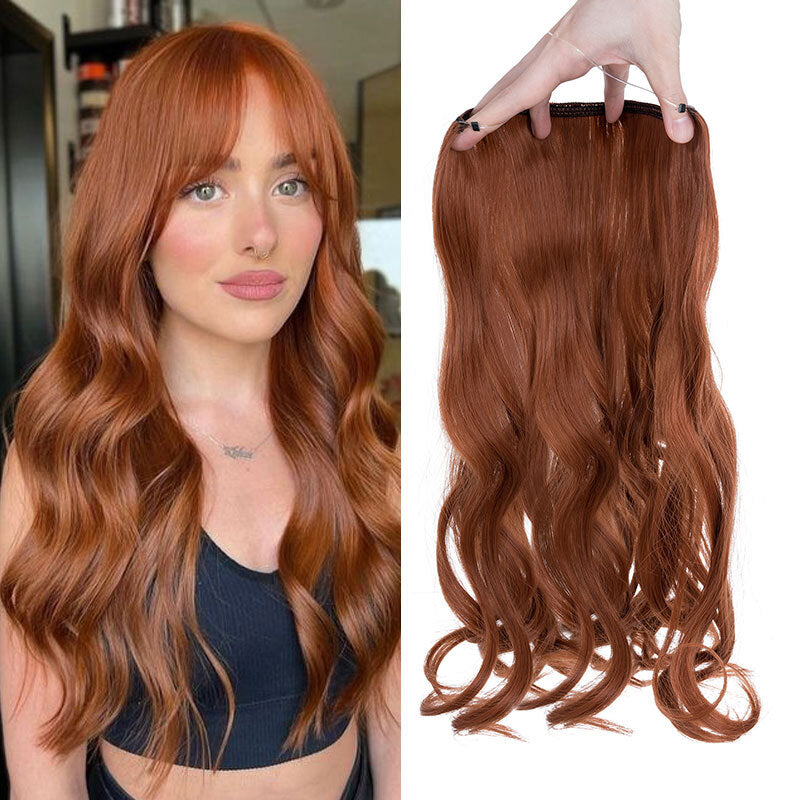 Invisible Wire Hair Extensions - Natural Synthetic Length & Body Wavy or Straight