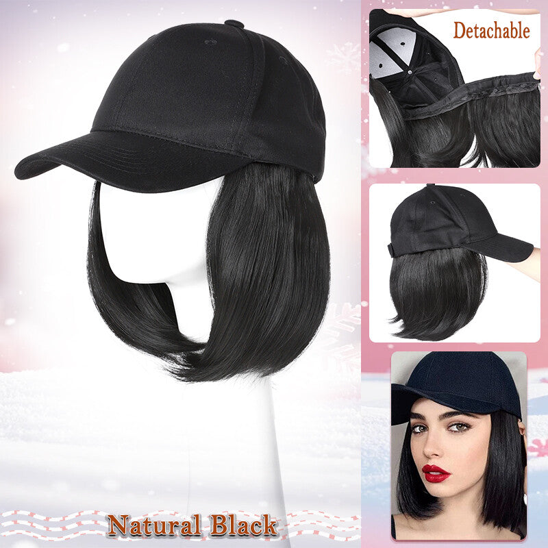 Unisex Wavy Long Hair Beret Cap with Synthetic Hair - Casual Hat Wig