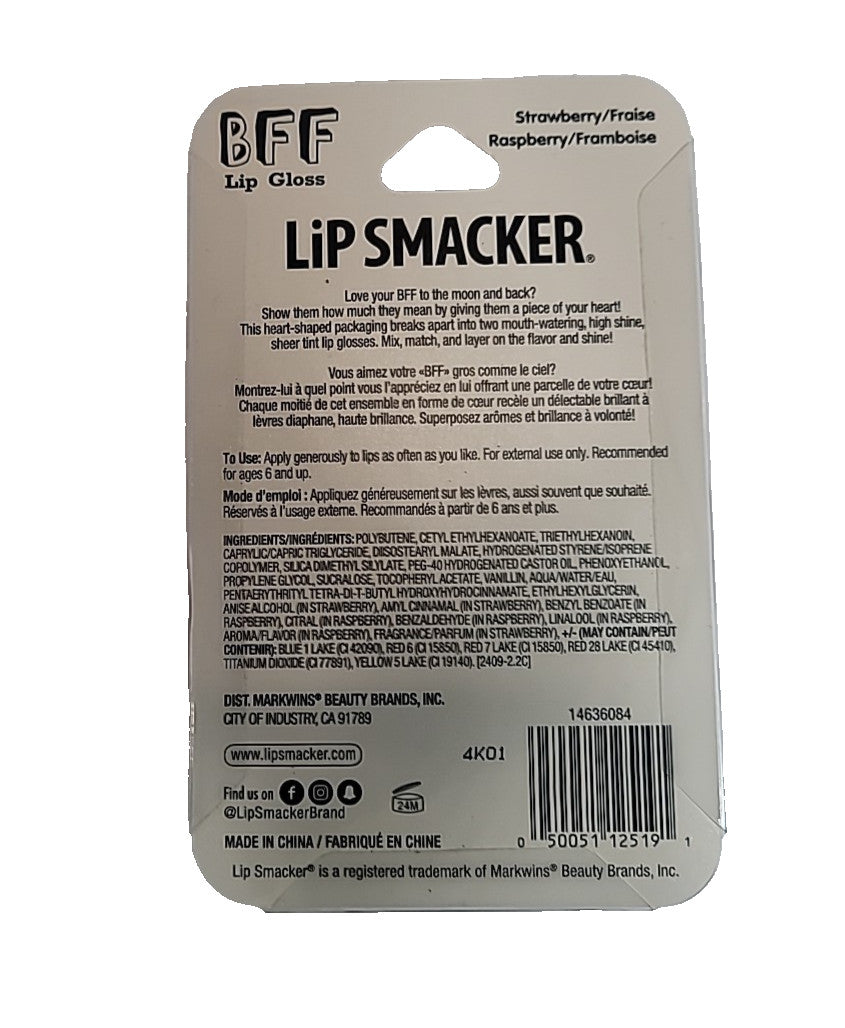 Set of 4 Strawberry Raspberry Lip Glosses - Heart BFF Lip Smacker Lip Balm