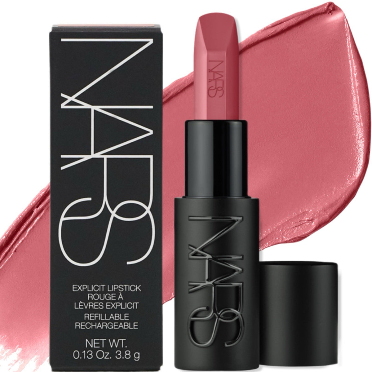 Refillable Lipstick in Devious Rosy Pink Satin Finish - Long-Wear & Hydrating