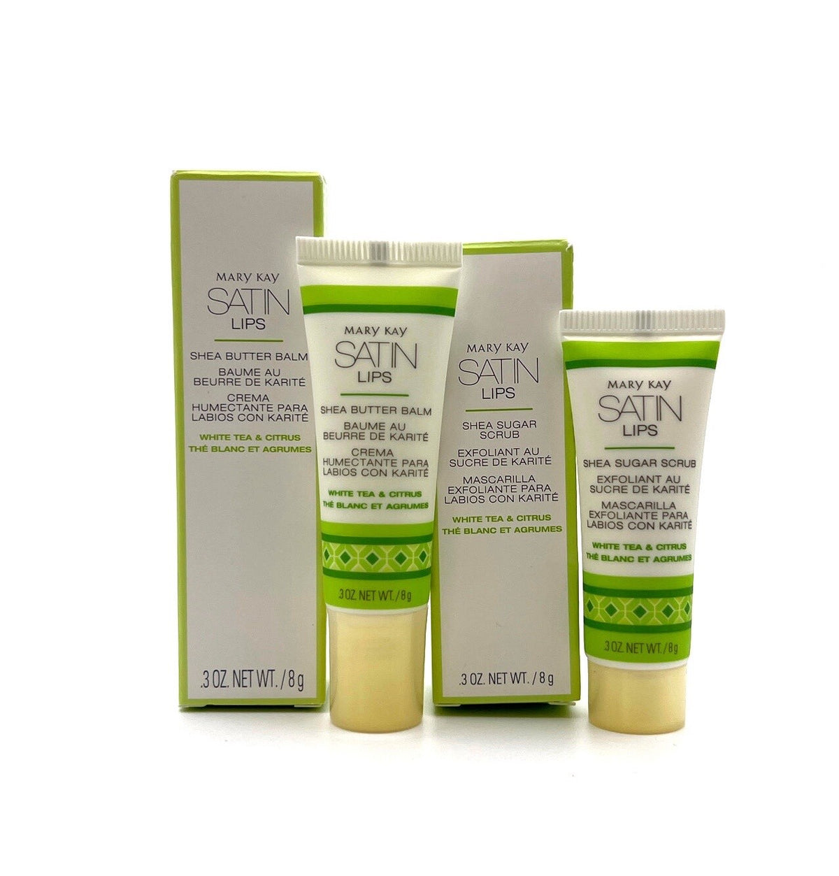 Shea Butter Lip Balm & Lip Scrub Set - White Tea & Citrus - Full Size