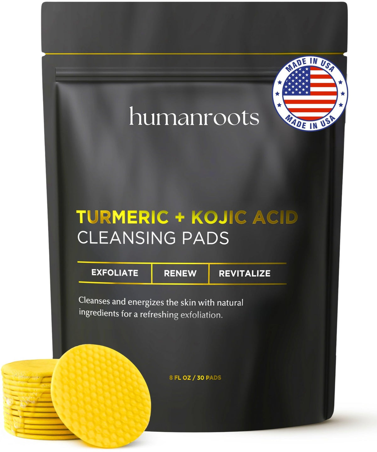 Turmeric Kojic Acid Face Cleansing Pads for All Skin Types - 30 Pack