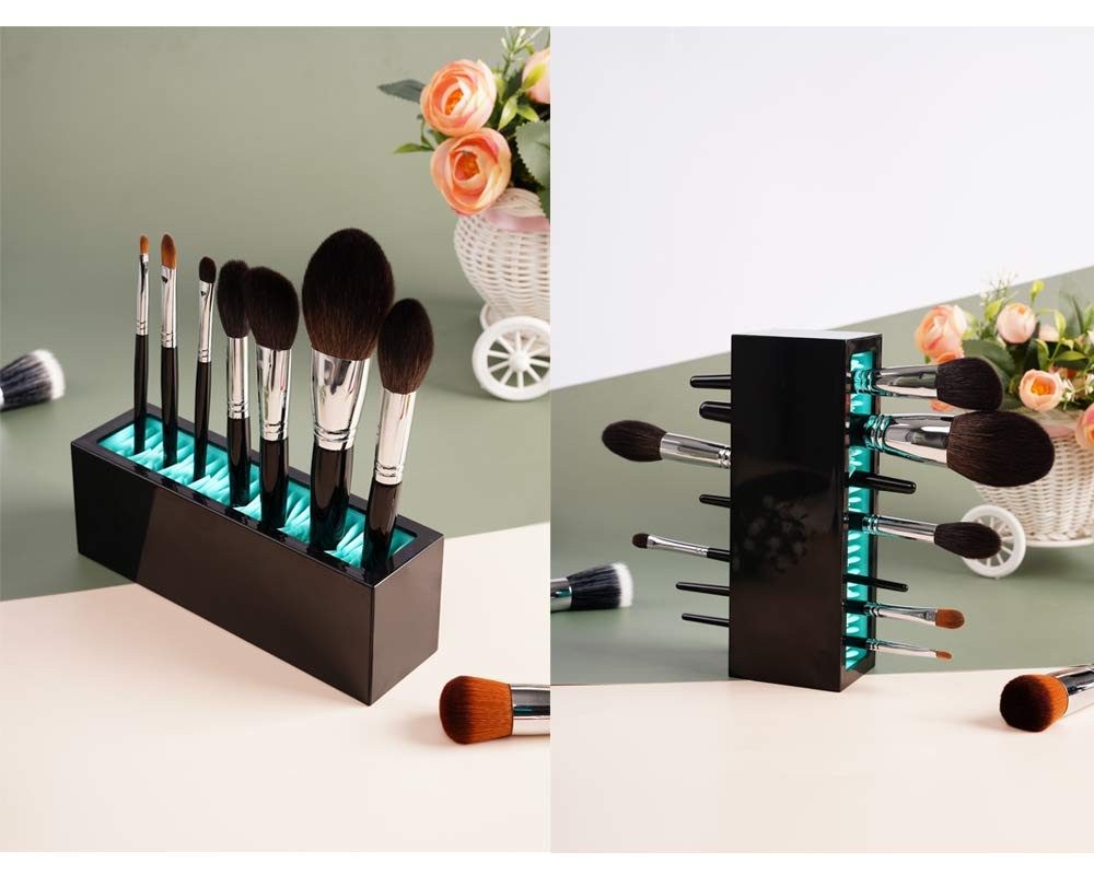 Makeup Brushes Holder Organizer Silicone Vanity Air Drying Rack Storage