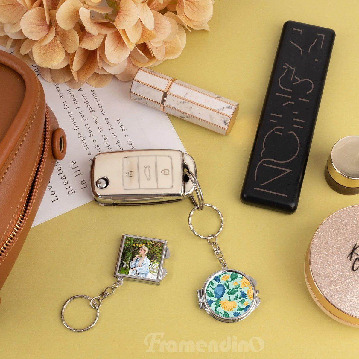 Sublimation Compact Mirror Blanks 6 Pack - Pocket Folding Keychain, Square & Round, Silver