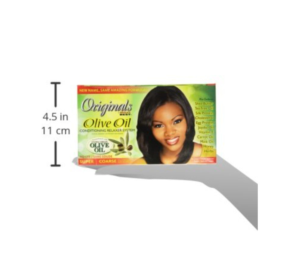 Olive Oil Hair Relaxer Kit for Coarse Hair - No Lye Straightening