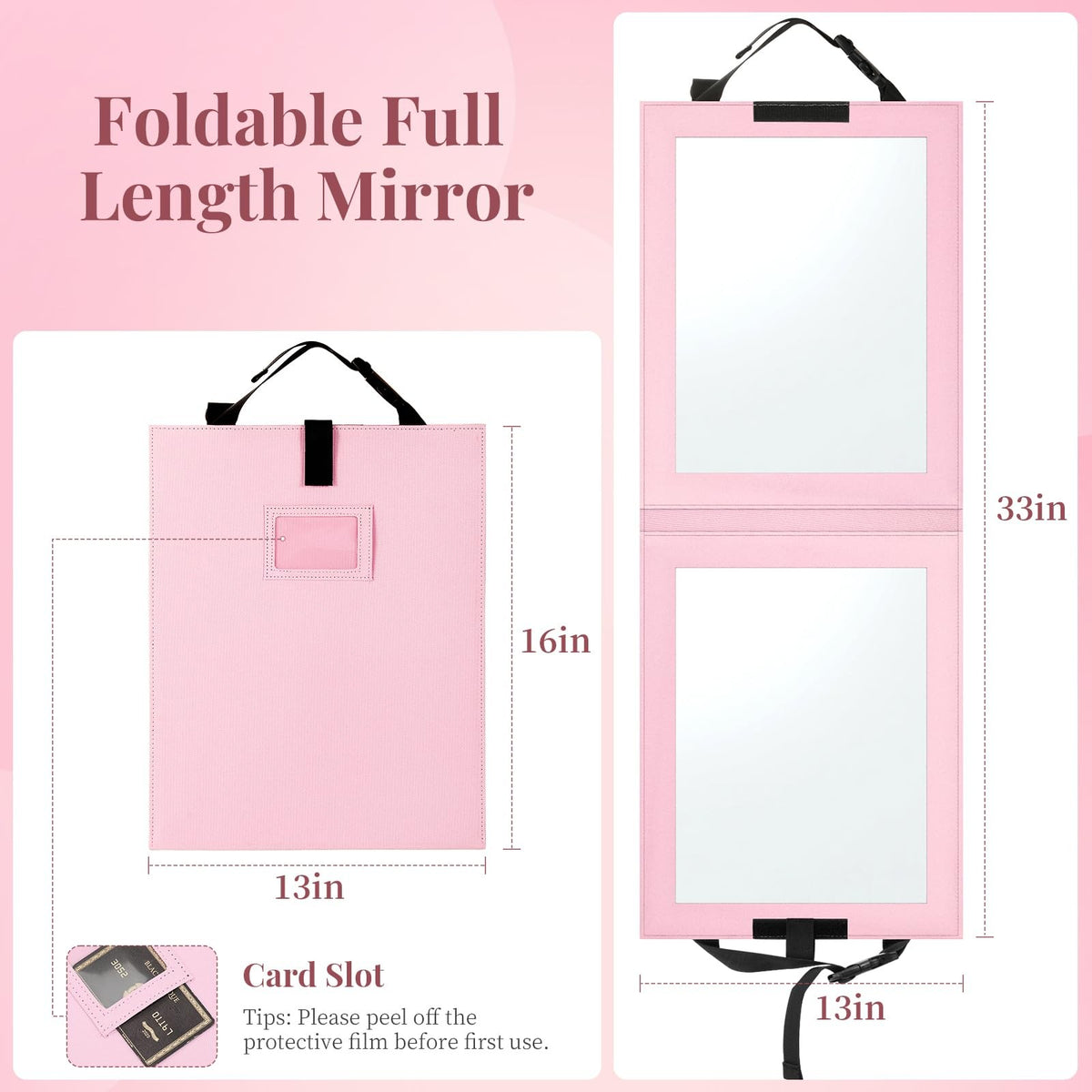 Foldable Full-Length Mirror for Travel - 33x13 Inch Acrylic Dancing Backstage