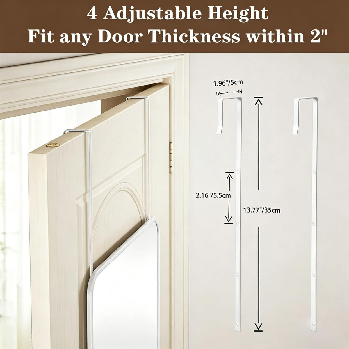 Over The Door Mirror 48x14 Full Length Rectangular Shatterproof Silver White