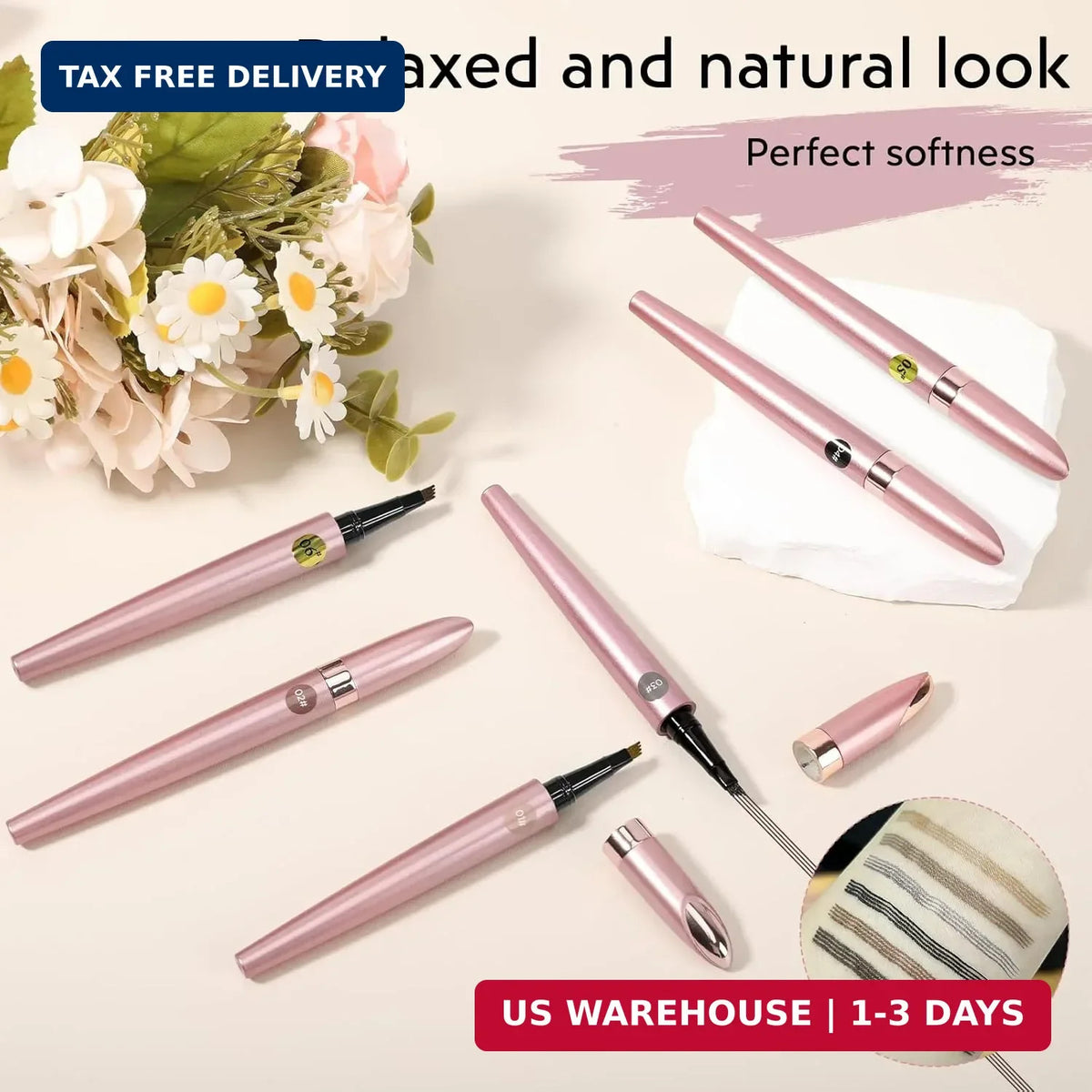 Microblading Eyebrow Pen - 4-Point Tip Waterproof Long-Lasting Pencil (2 Pack)