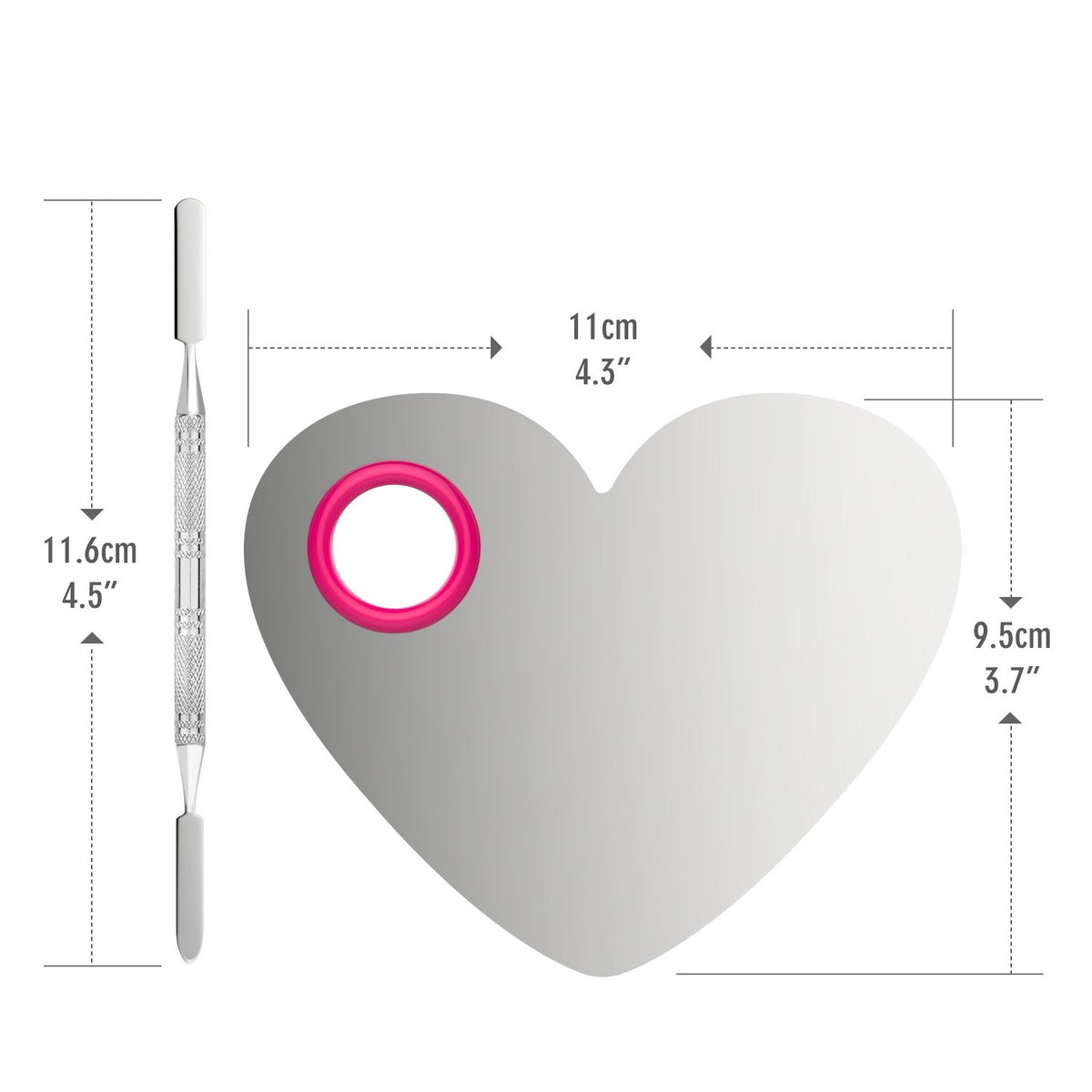 Heart-Shaped Makeup Mixing Palette Stainless Steel Cosmetic Tool