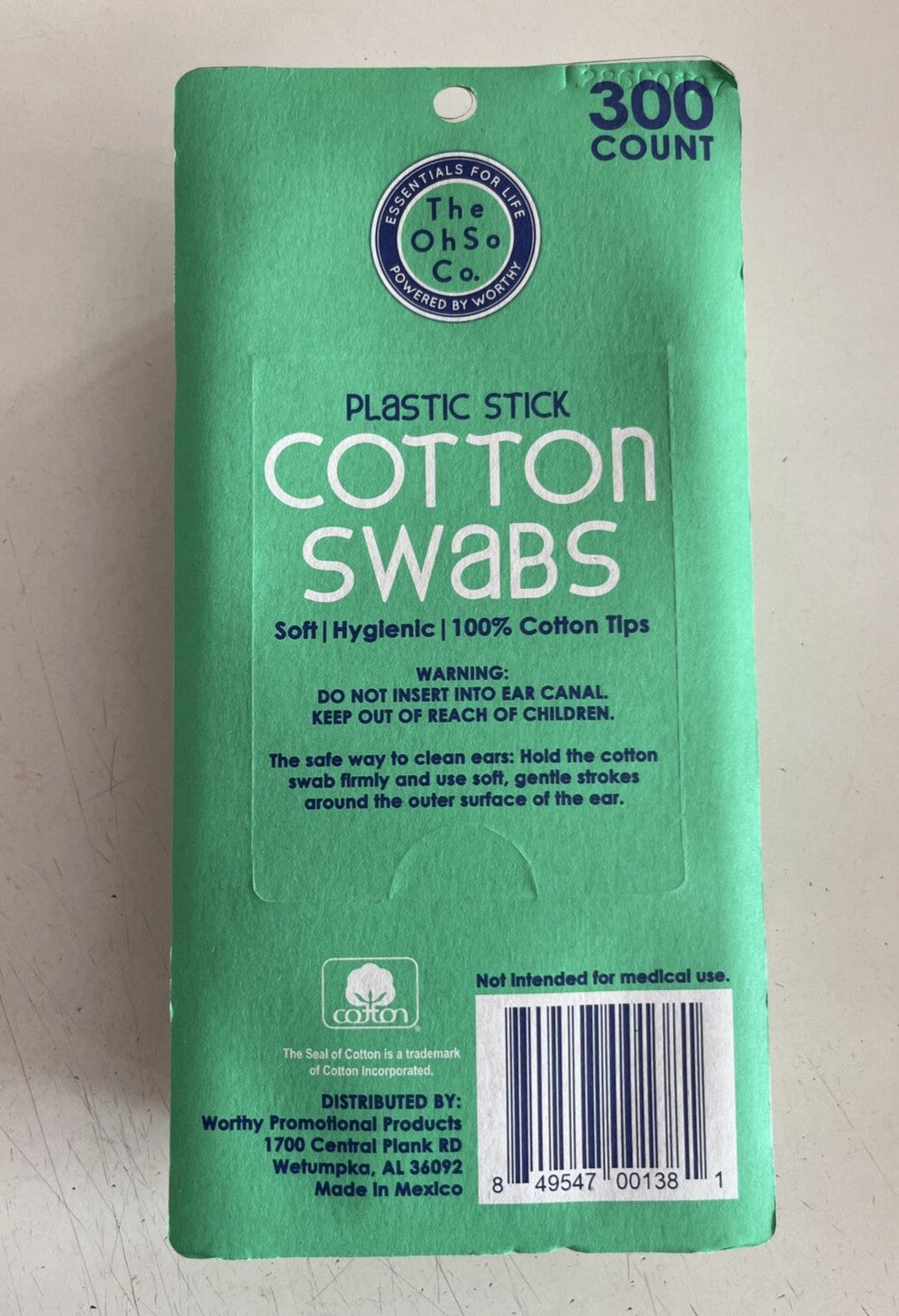 1200 Count Cotton Swabs with Plastic Stick - Soft Hygienic Cotton Tips