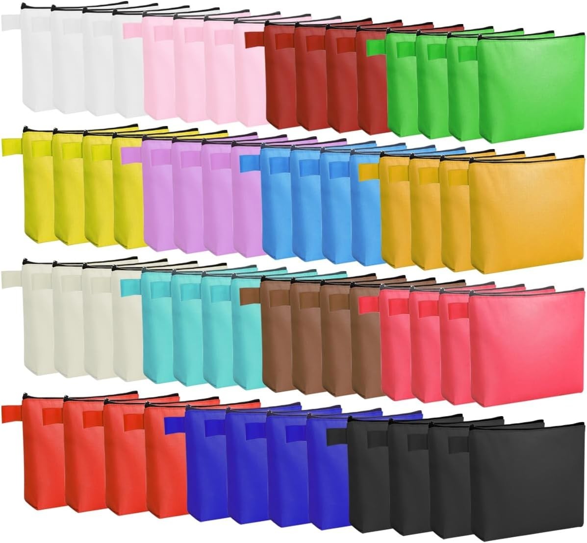 60 Pcs Canvas Makeup Bags Bulk Travel Cosmetic Organizer with Zipper