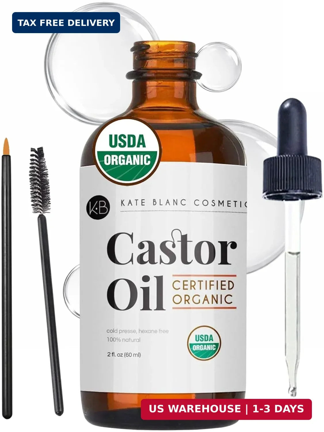 Organic Castor Oil for Hair & Skin - 2oz Pure & USDA Certified