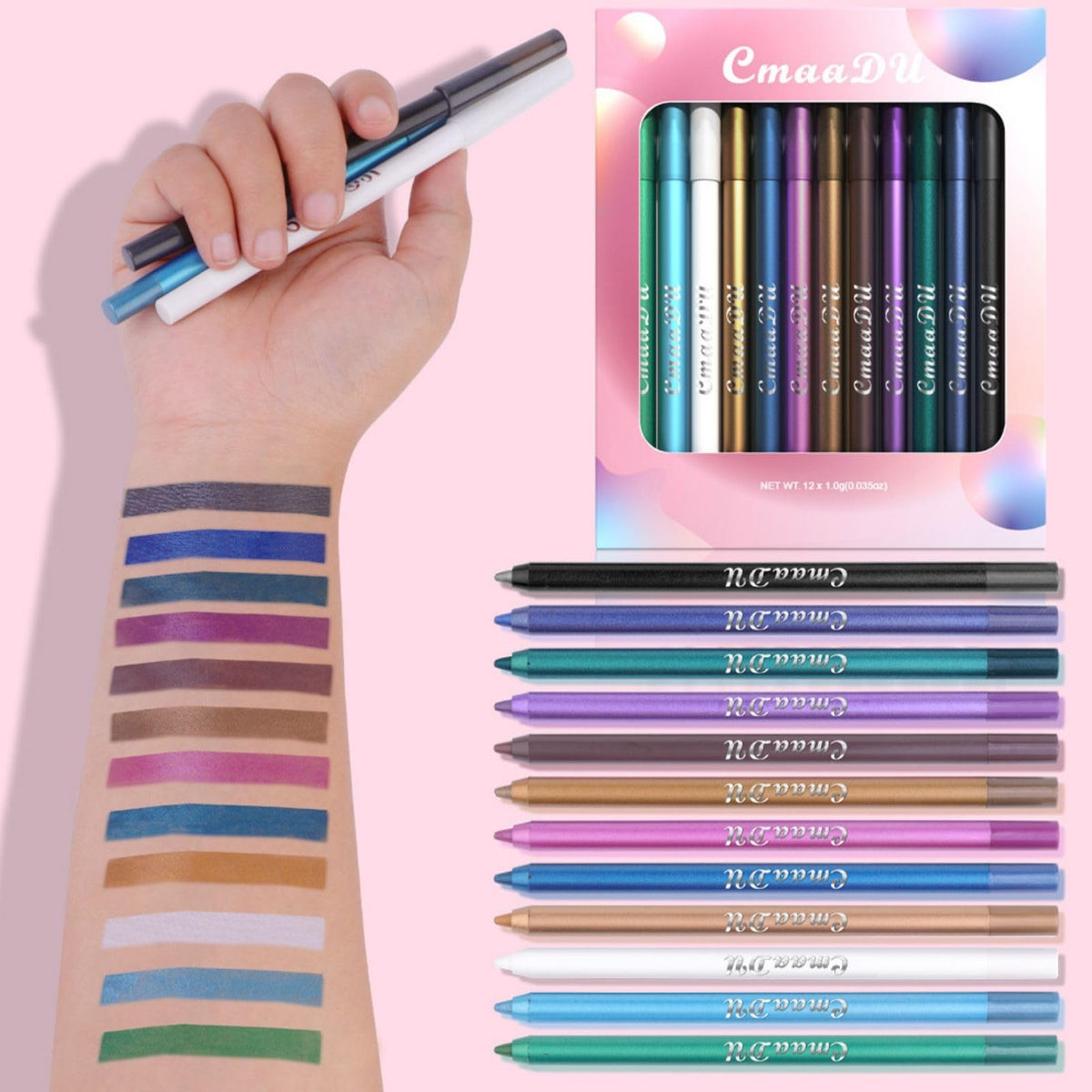 12 Colors Eyeliner Set - Metallic Pearl Shades for Eye Makeup & Art