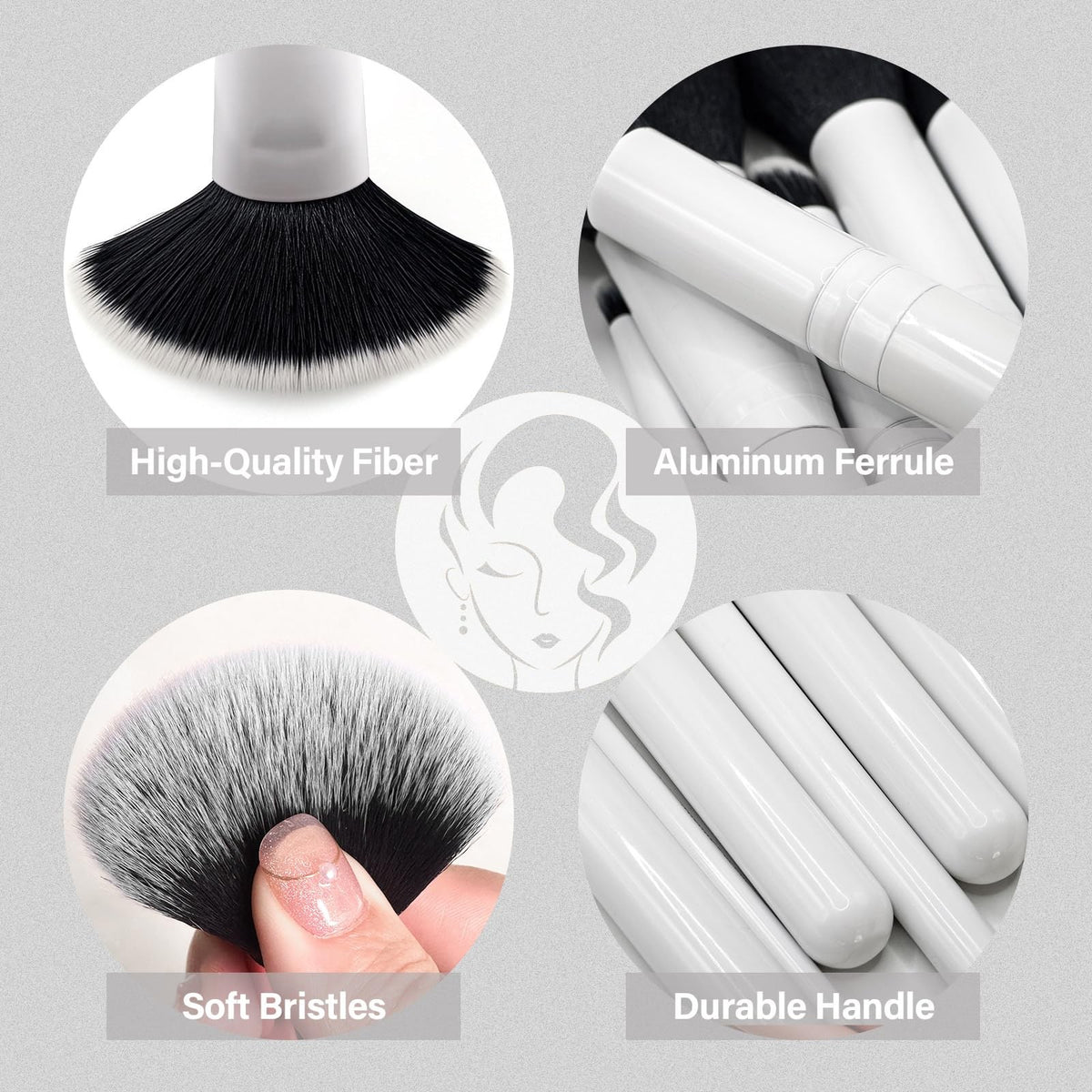 Professional Makeup Brush Set 25 Pcs with Blending Sponges - White