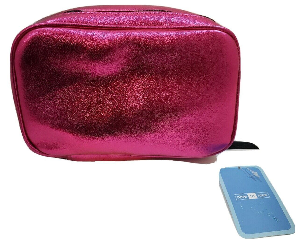 Women Makeup Bag Cosmetic Case Travel Organizer Metallic Pink