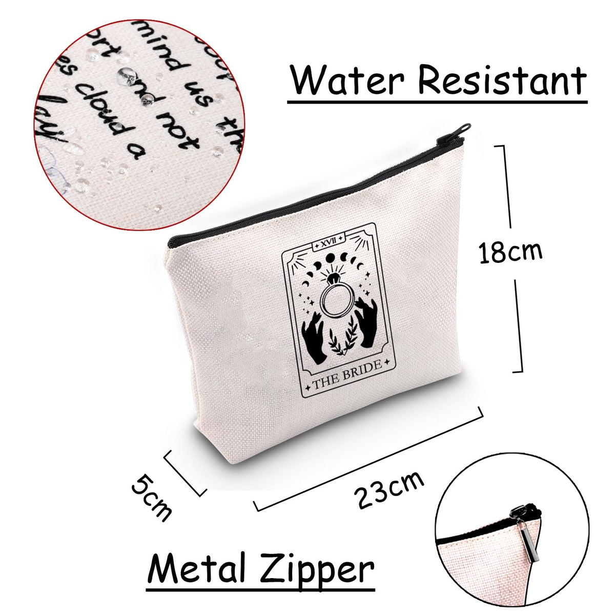 Tarot Card Cosmetic Bag Makeup Pouch Travel Organizer Witchy Bride Gift