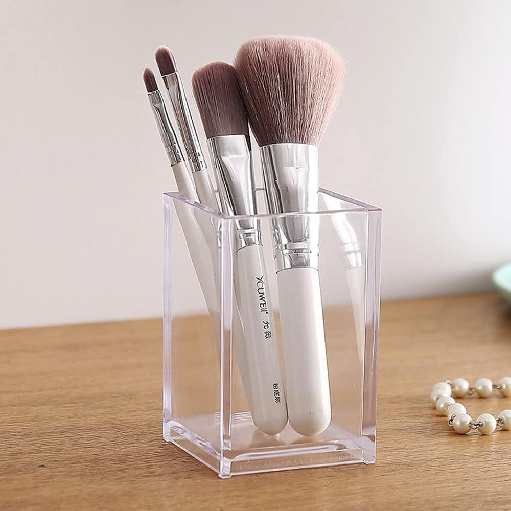 Clear Acrylic Pen and Makeup Brush Holder Cup - Desk Organizer
