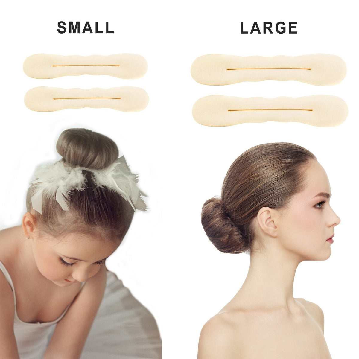 4pcs Beige Magic Foam Sponge Bun Maker Hair Donut Ponytail Clip Twist