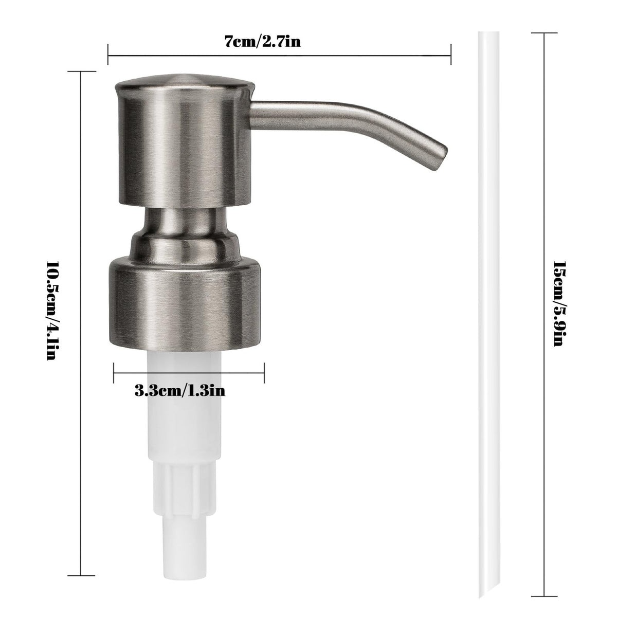 304 Stainless Steel Soap Dispenser Pump for Standard Bottles - Pack of 2