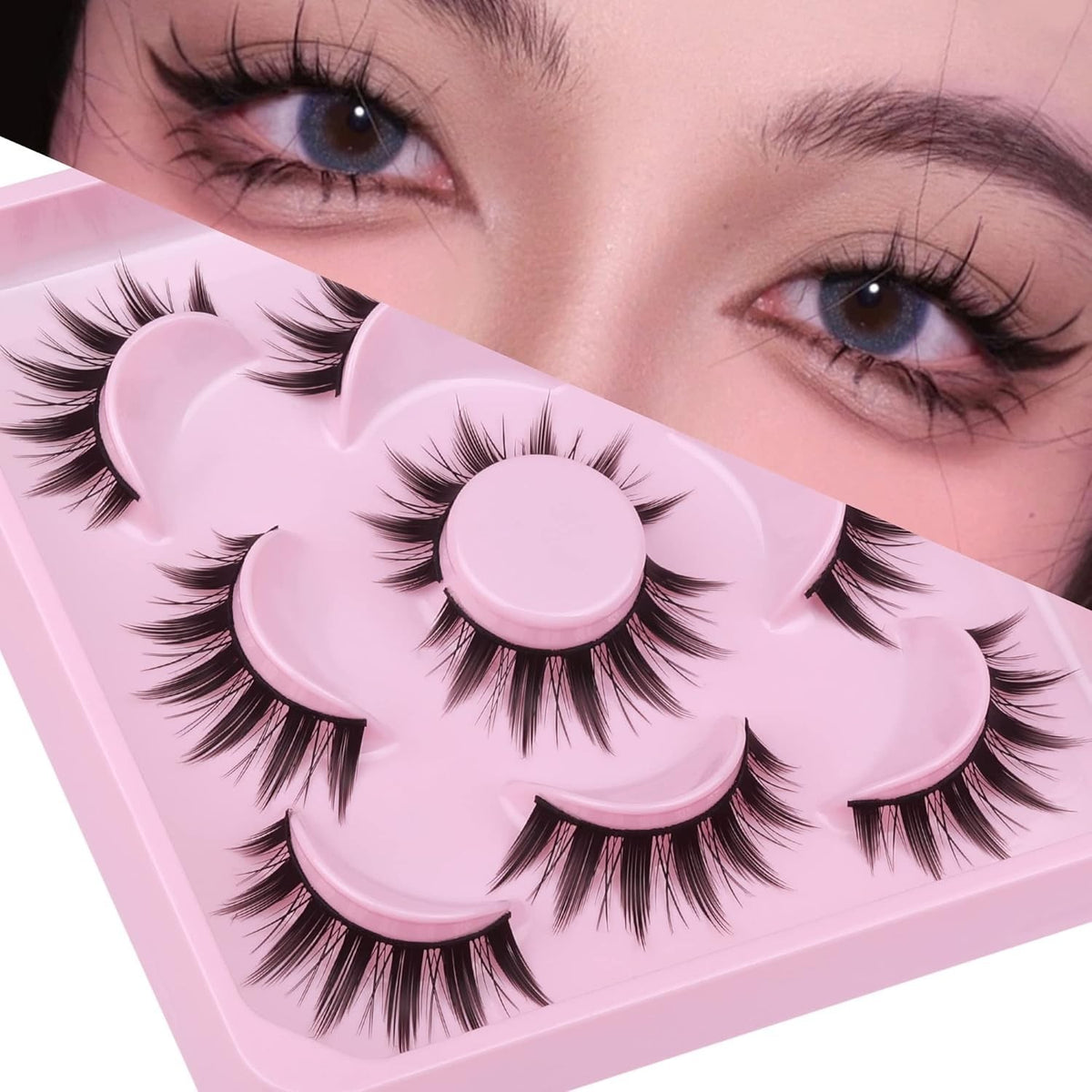 Manga False Eyelashes Spiky Natural Look Wispy Mink Doll Eye Makeup