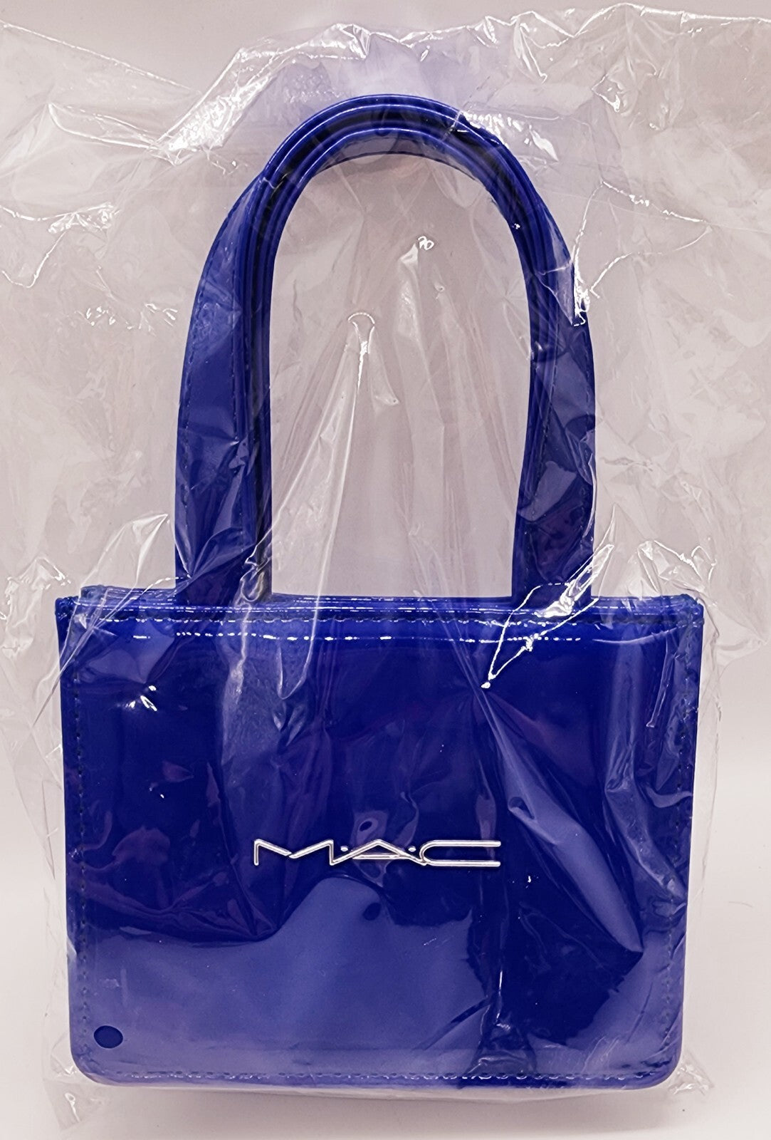 Blue Faux Patent Leather Micro Purse for Women - Small Handheld Wallet