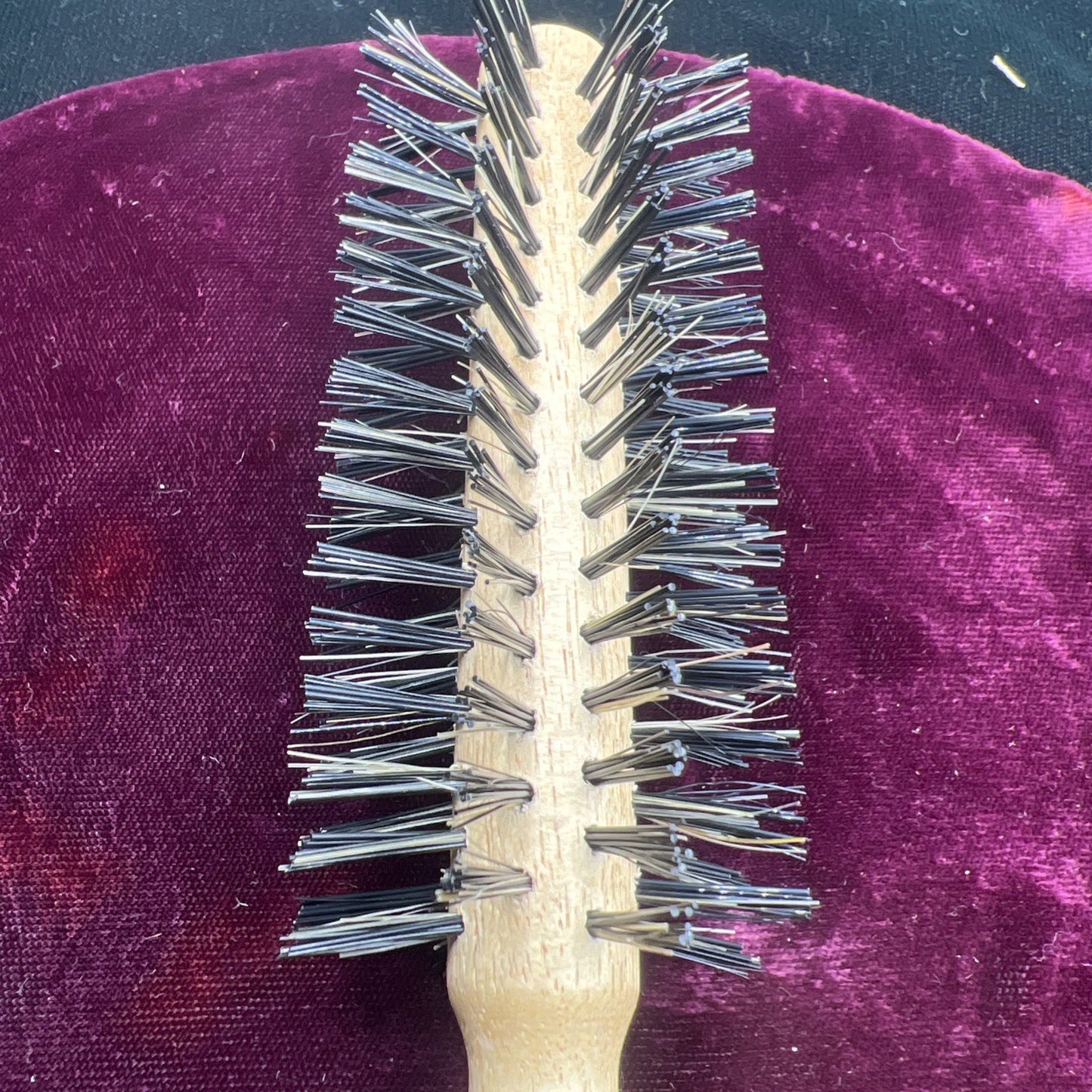 Conair Vintage Wooden Handle Thin Wire Bristle Round Hairbrush