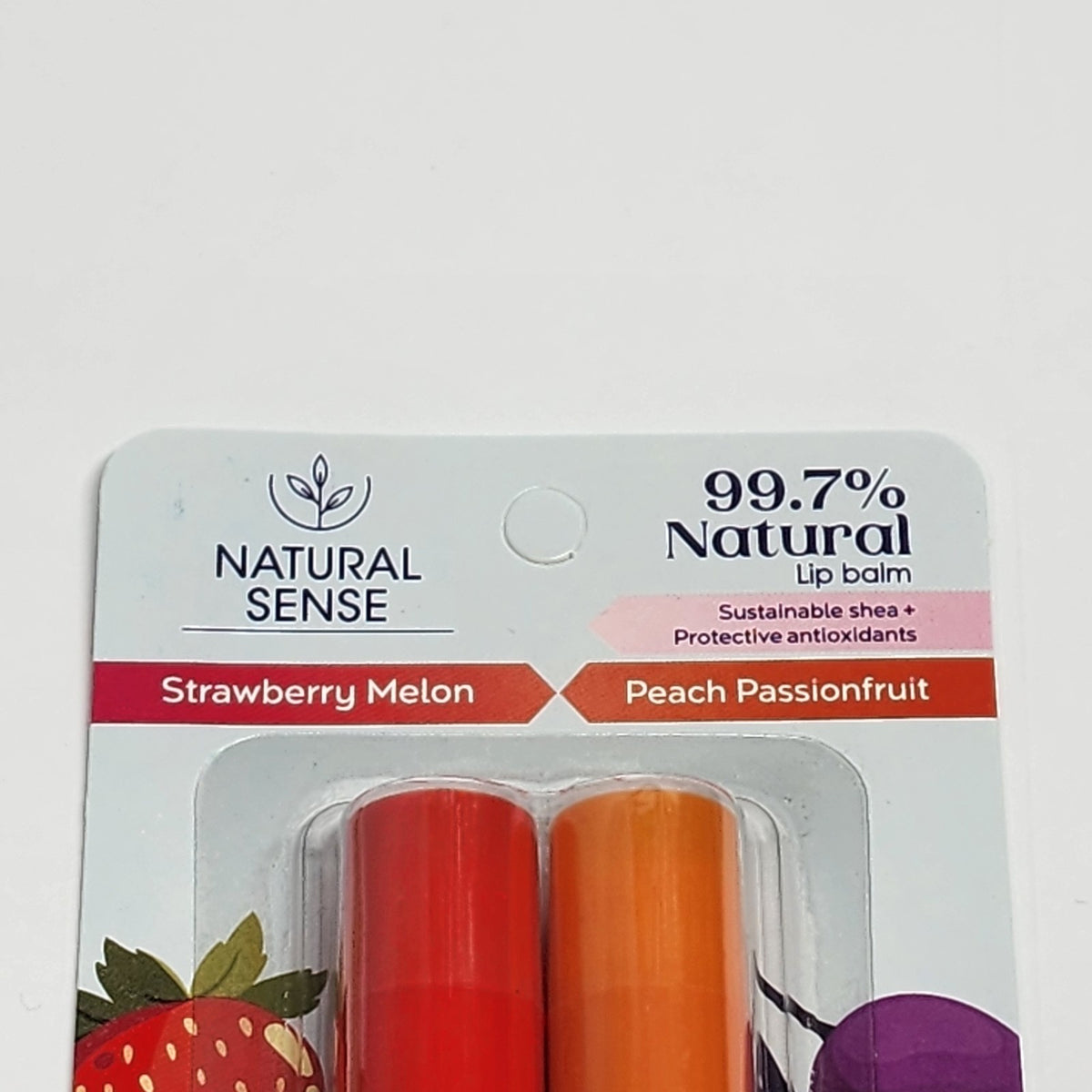 Natural Sense 4 Pack Lip Balm Set - Vanilla, Coconut, Strawberry & Peach