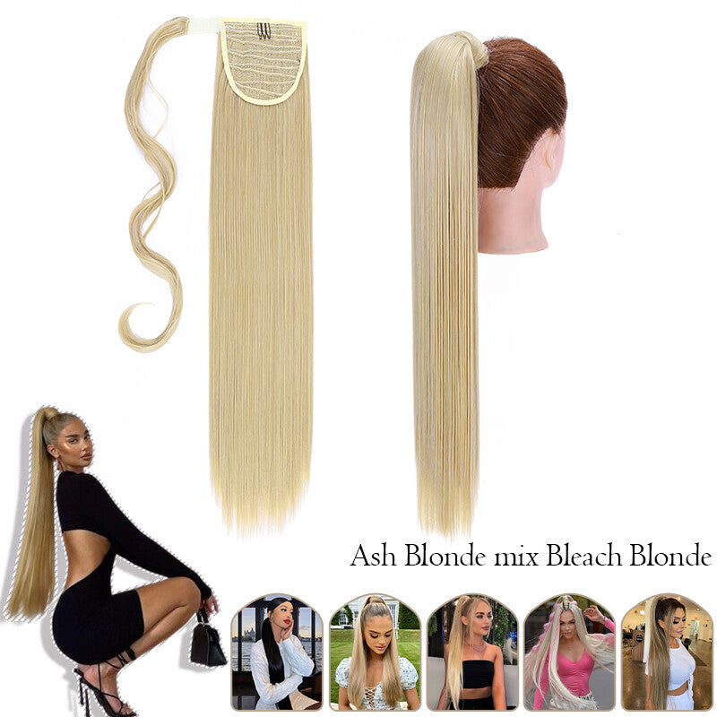 Mega Thick Wrap-On Ponytail Extensions - Natural Human Hair, Curly Wavy Straight