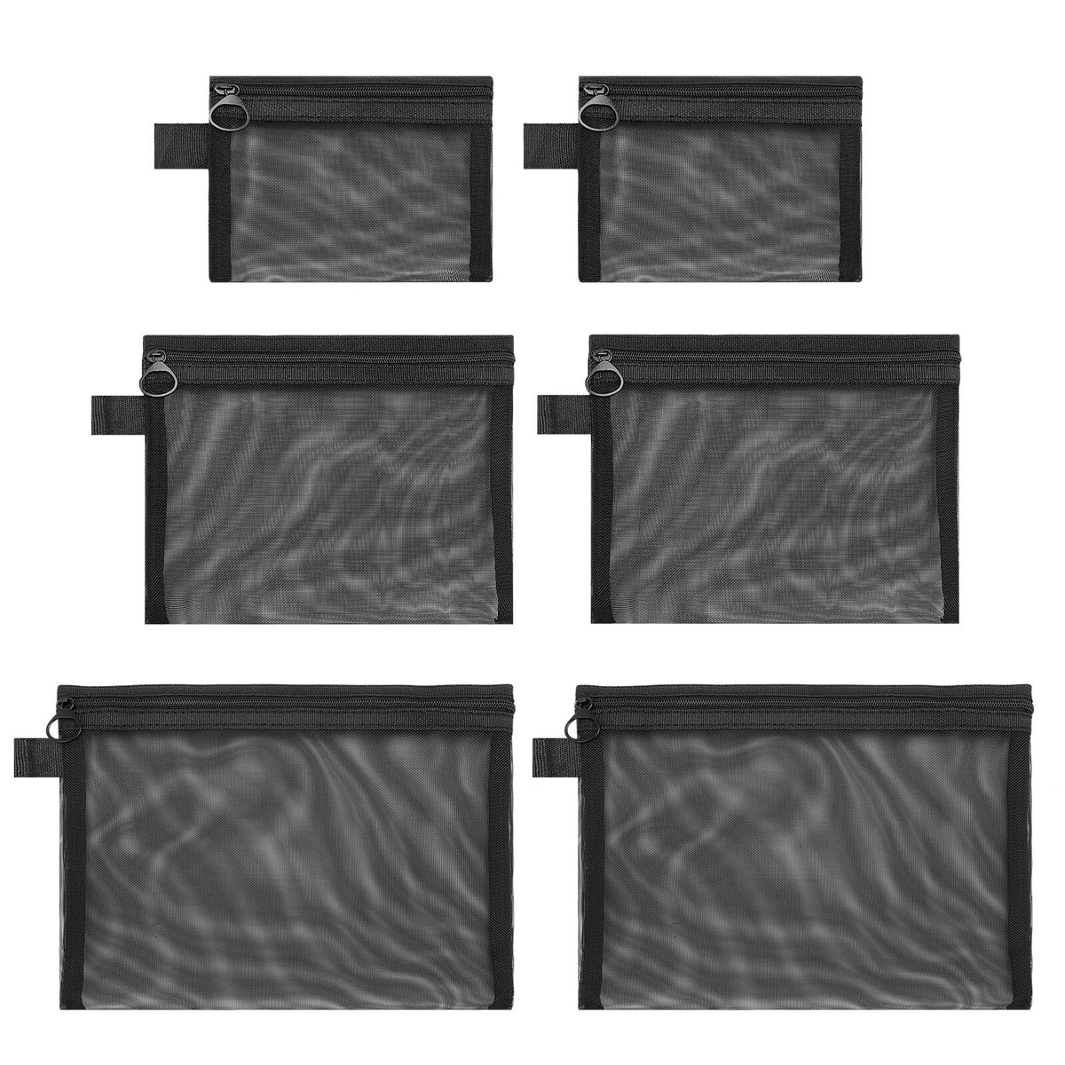 6 Pieces Mesh Cosmetic Bag Set - Lightweight Travel & Storage Pouches