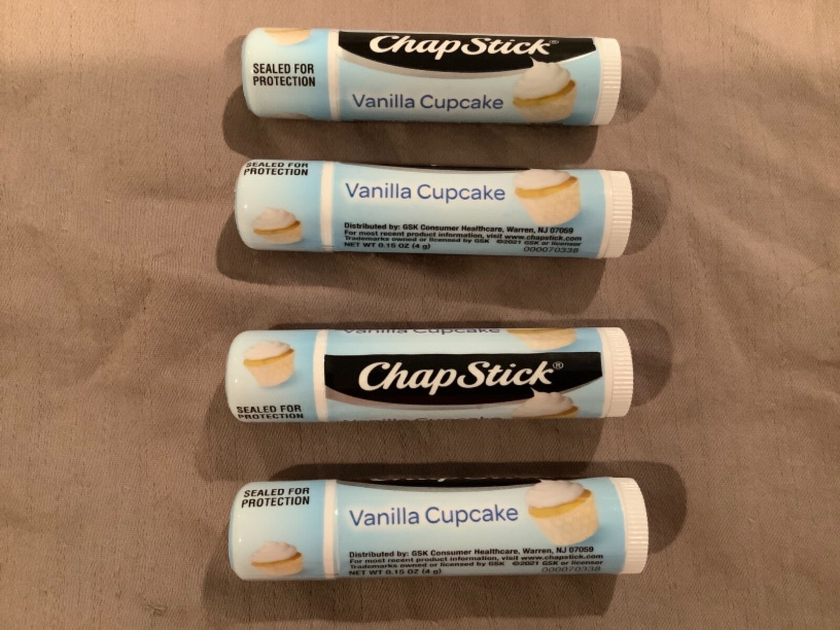 Set of 4 Sealed Vanilla Cupcake Lip Balm Tubes - 0.15 Oz Each