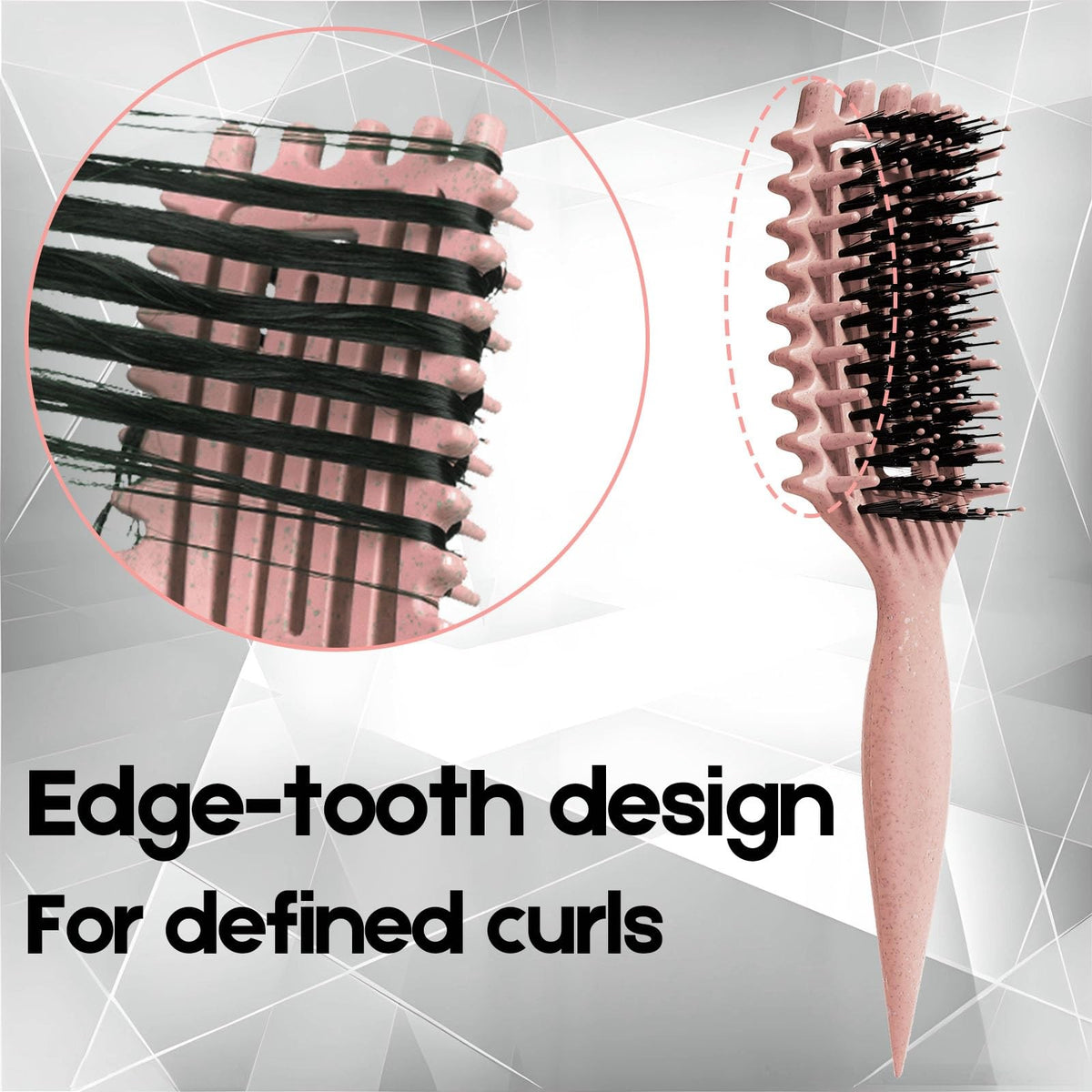Pink Curly Hair Brush for Detangling & Curl Definition - Matte Finish