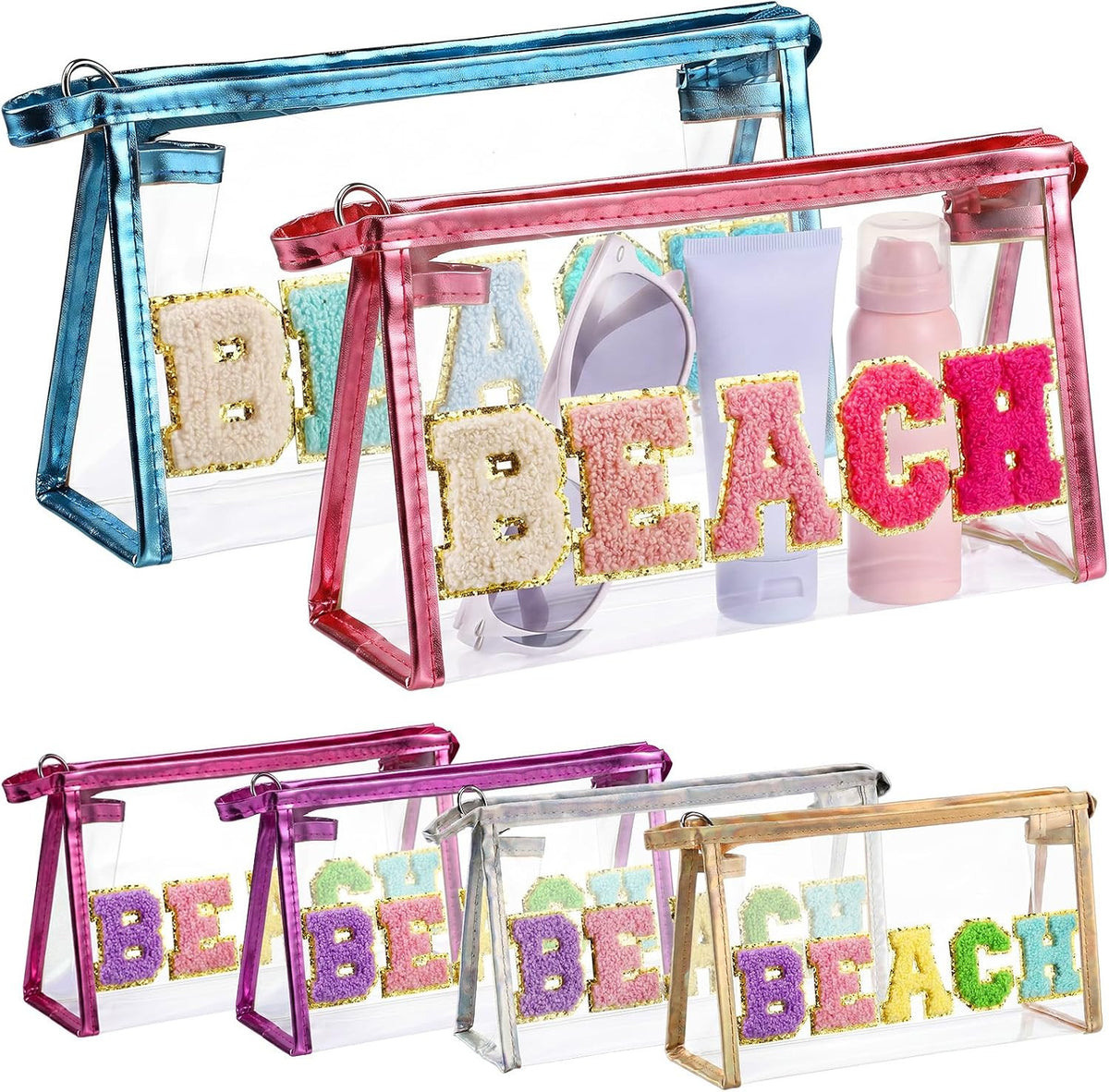 6-Pack Clear Waterproof Cosmetic Travel Pouch Organizer for Women