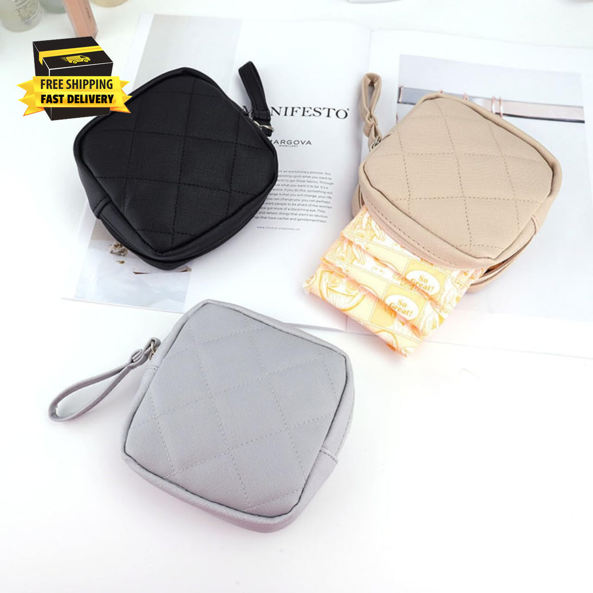 Mini Waterproof Makeup Bag for Women, Portable Cosmetic Pouch, Travel Storage
