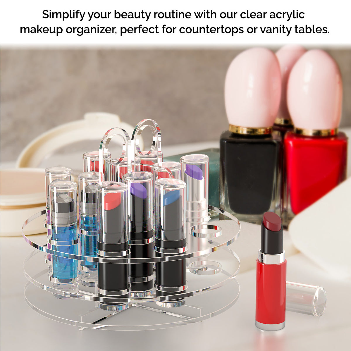 12 Slot Clear Acrylic Lipstick Organizer Makeup Storage Display