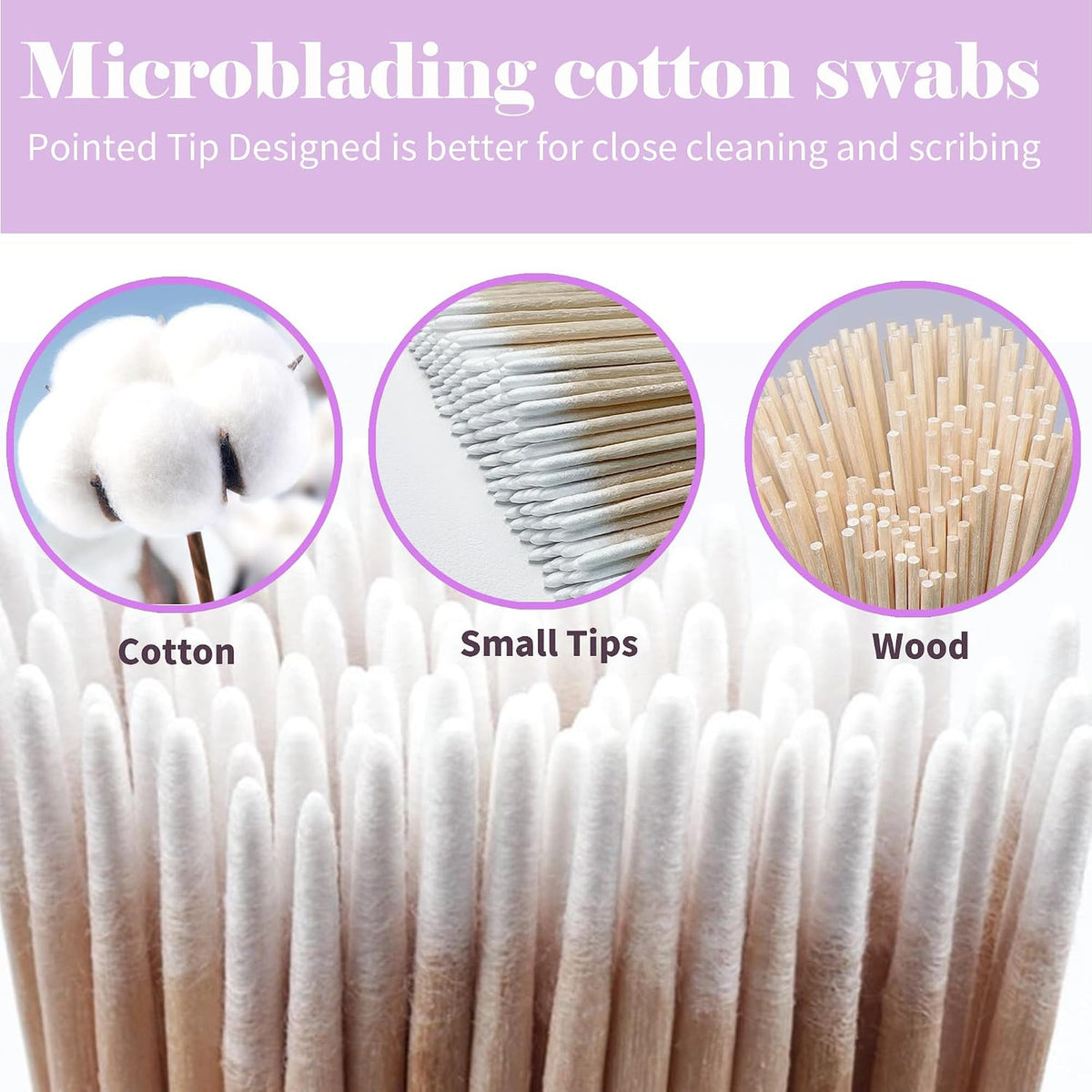 Pointed Cotton Swabs 4 Inch Microblading & Eyelash Makeup Applicators