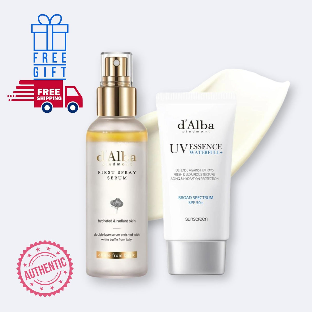 d’Alba Hydrating Spray Serum & SPF50+ Waterfull Sunscreen Set for Face