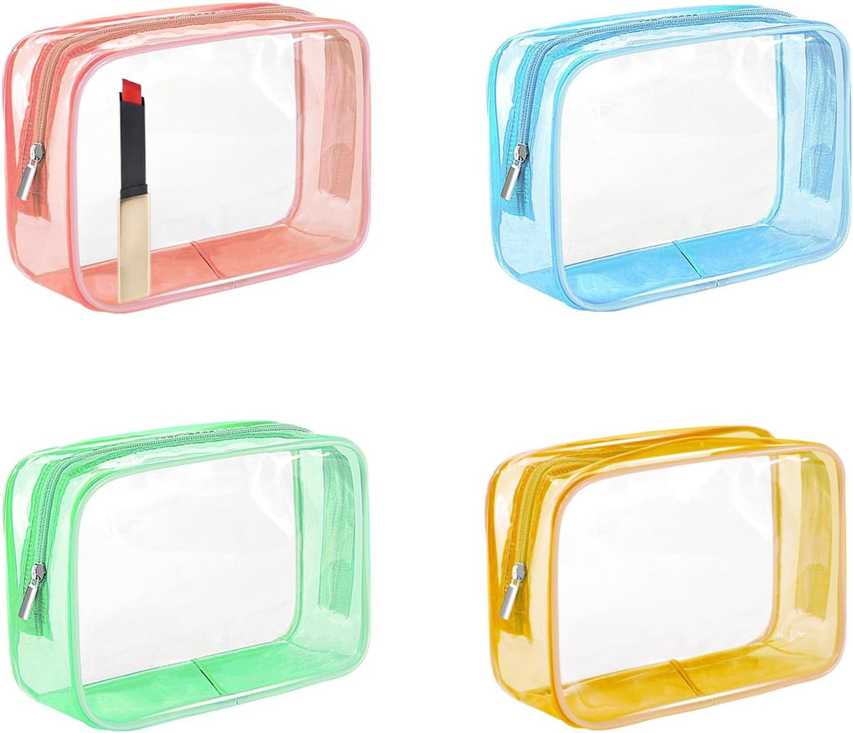 Clear Makeup Bags Set of 4 - TSA Approved Waterproof Toiletry Organizer